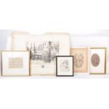 A collection of pictures Comprising Eyre Coote framed pencil drawing 'Boulogne fisher boy',