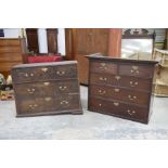 A George III mahogany chest on chest With a moulded cornice above two short and three long cock