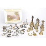 A mixed collection of metal wares To include a pair of EPNS faceted dwarf candlesticks together