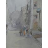 Julius Hare R.C.A - watercolour study of a street scene.