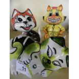 Three Lorna Bailey models of comical cats,