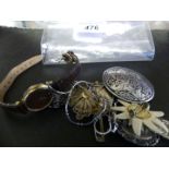 A small collection of miscellaneous costume jewellery, to include a butterfly brooch, a wristwatch,