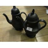 A late 18th/early 19th Century Turner basalt ware coffee pot with widow finial above a single
