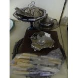 A collection of various silver-plated items to include tazza, muffin dish,