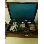 A Walker & Hall of Sheffield oak cased part canteen of cutlery