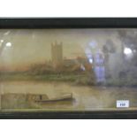 D Sherrins - framed pastel and watercolour study of a riverside scene, signed lower right.