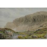 Isaac Cooke - Llyngeiriongdd near Trefiw Taliesins Monument, watercolour, 47x31cm,