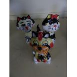 Three Lorna Bailey comical cat models,