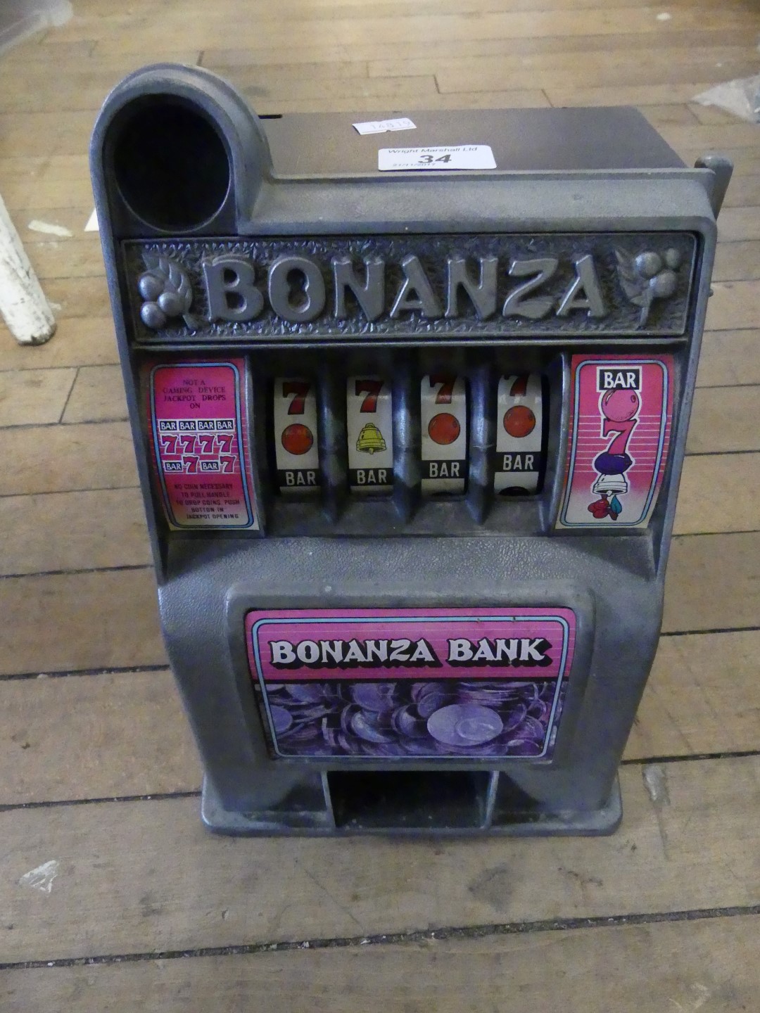 A contemporary Bonanza battery operated one arm bandit fruit machine,