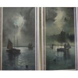 A pair of L Spittle oils on canvas, depicting sailing vessels, dated 1925.