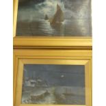 L Spittle - two oils depicting sailing vessels, one entitled 'Moonlit Sea', each signed and dated.