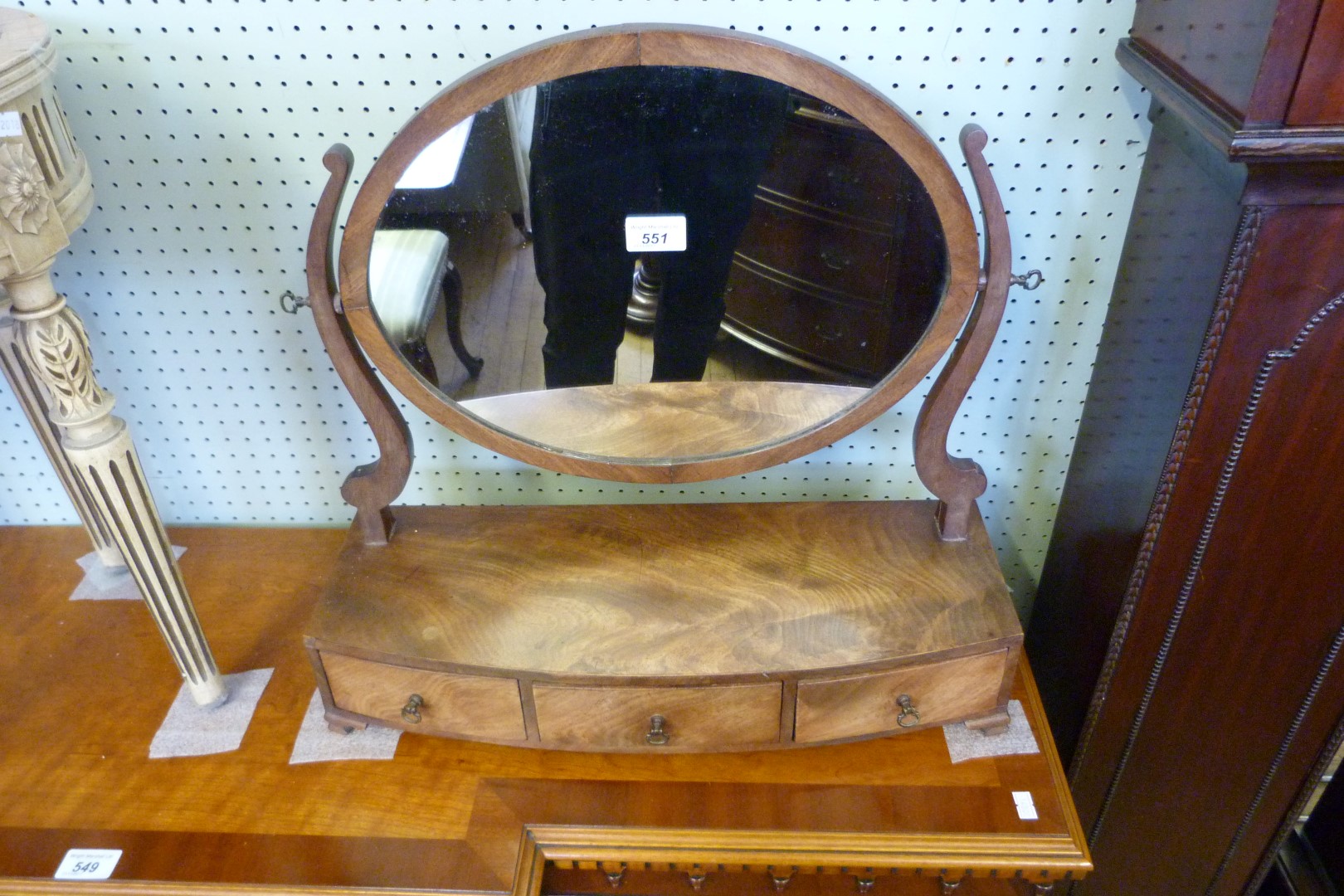 A 19th Century mahogany dressing table mirror, having three base drawers.