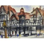 20th Century British School - watercolour study of a Chester street scene,