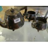 An early 20th Century silver-plated three piece tea service in the Art Nouveau style,