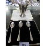 A mixed lot comprising small Birmingham hallmarked silver trophy cup and three further teaspoons,