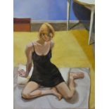 20th Century Continental School study of a female figure, oil on canvas,