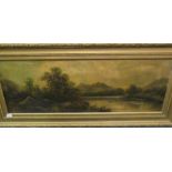 A large 19th Century oil on board, depicting a mountainous landscape scene, signed W Collins,