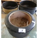 John Ablitt (20th Century) three studio pottery bowls, to include two twin handled examples,