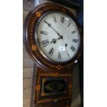 A late 19th/early 20th Century superior eight day wall clock with inlaid case.