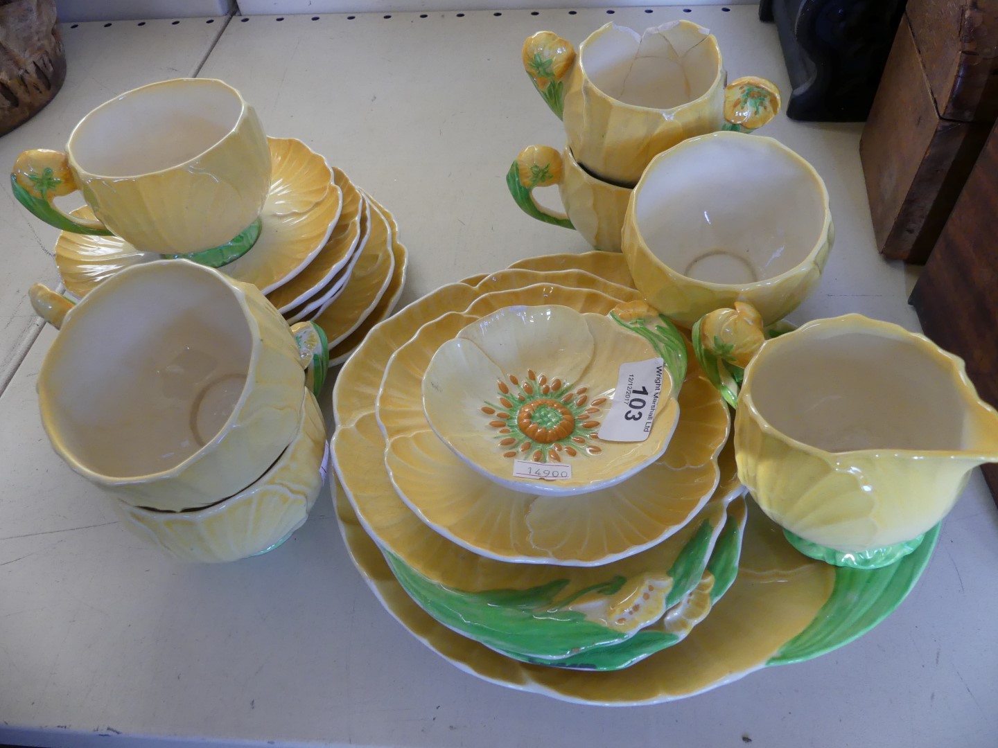 A quantity Carltonware Buttercup tea ware to include sandwich plate, cups, saucers,