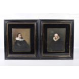 A pair of 16th/17th Century style portraits Both prints of noble figures wearing ruffled collars in