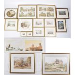 A collection of coloured prints and pictures To include miniature landscapes, coloured engravings,