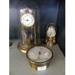 A mixed lot comprising a 20th Century brass torsion mantel clock, under perspex dome,