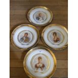 Four Bing & Grondahl circular cabinet plates, each depicting portrait busts of Napoleon Bonaparte,