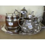 A quantity of assorted Victorian and later silver-plate to include three piece tea service,