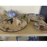 A mixed lot of various ceramics to include a Wedgwood Jasperware teapot,