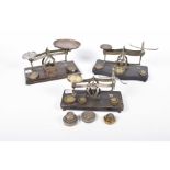 Three sets of postal weighing scales, ea