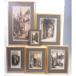 Six various black and white engravings