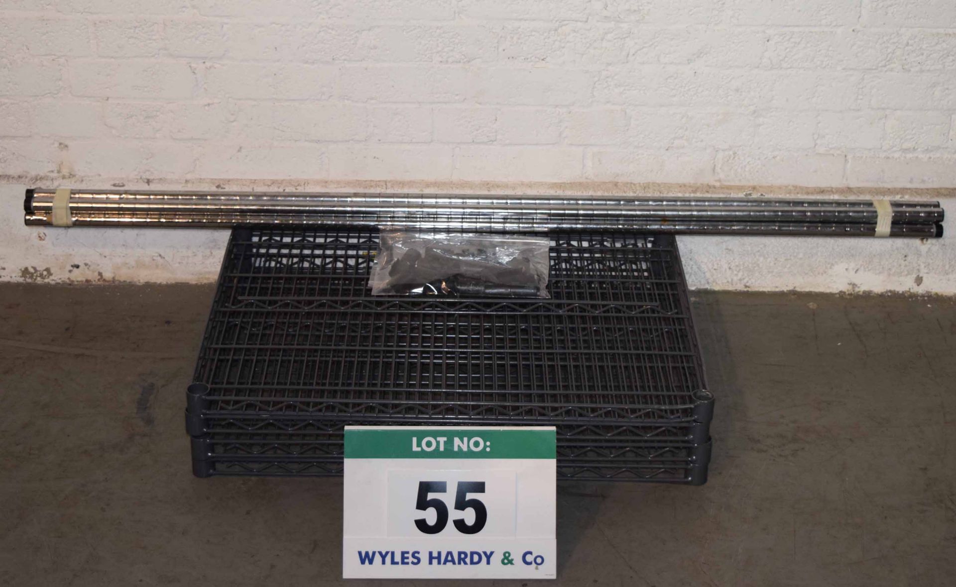 A Bay of Plastic Coated Wire Rack Shelving with Four 800mm x 600mm Shelves, Four 1600mm Upright