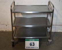 An 830mm x 510mm Stainless Steel 3-Tier Kitchen Trolley