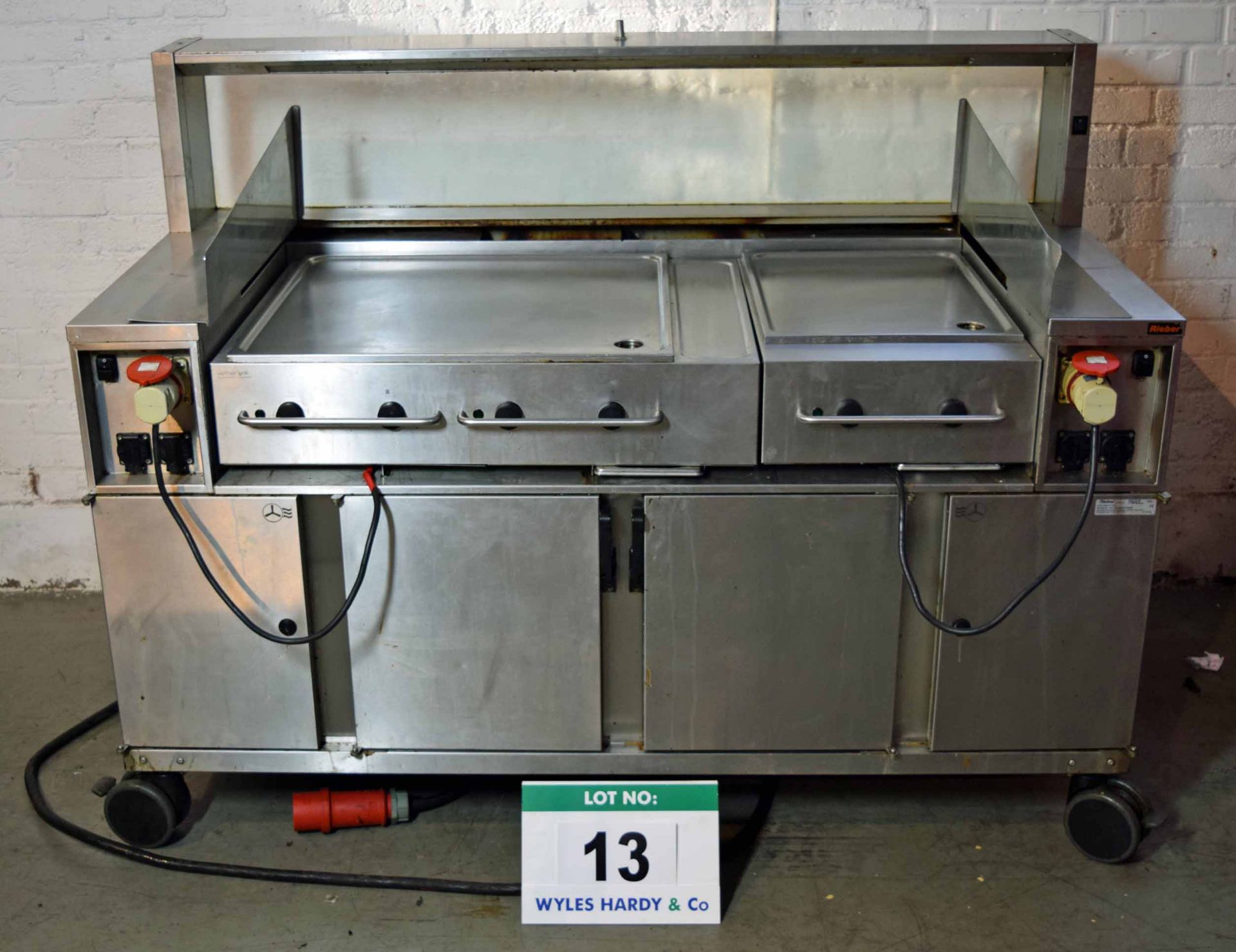 A RIEBER ACS 1700mm Cooking Station with Hot/Cold Storage Under A VARITHEK 4-Element Hot Plate & A