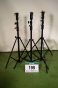 Three MANFROTTO Light Weight Double Extending Lighting Stands with Combo Spigot Heads
