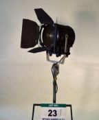 An LTM LT 2000 Watt FRESNEL Light with Barn Doors Mounting Bracket and Spigot