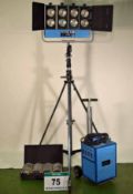 An LTM MULTIPAR 8x200 Light Unit with Barn Doors Boxed Lens Kit, Ballast Power Supply and