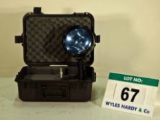 A MVP Pro-Lite Hand Held Spot Light with 12V Adapter Spigot Mount and Carry Case