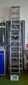 A YOUNGMANS 12-Tread Aluminium Step Ladder and One 9-Rung Folding Alummiun Ladder