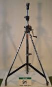 A MANFROTTO Double Extending (6ft - 12ft) Light Stand with Hand Crank Mechanism and Castor Feet