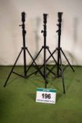 Three MANFROTTO Light Weight Double Extending Lighting Stands with Combo Spigot Heads