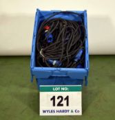 A Box of Assorted Mains Cables and Distribution Boxes (As Photographed)