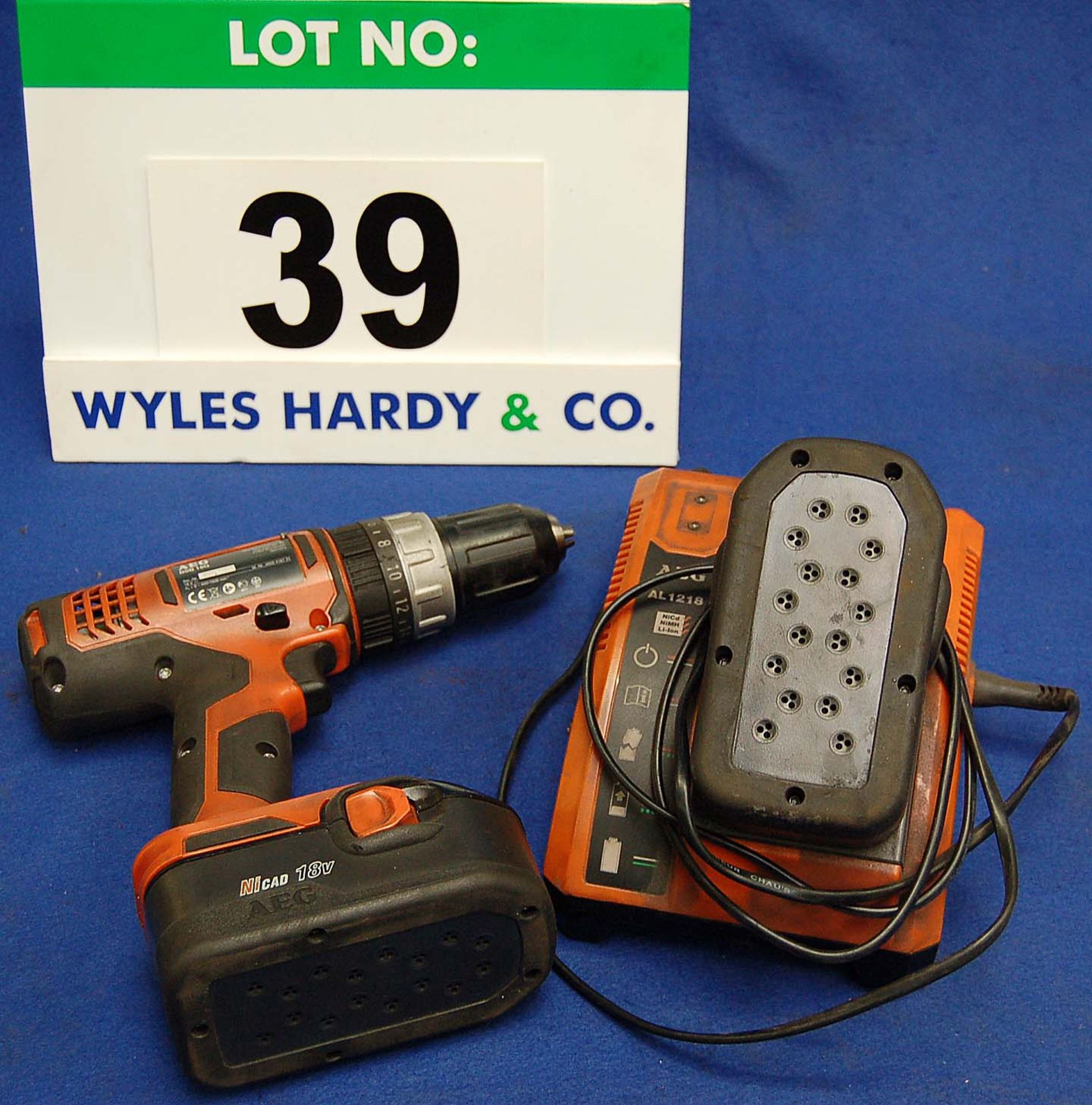 An AEG AL1218 18V Battery Operated Hand Drill complete with Mains Charger & Two Batteries