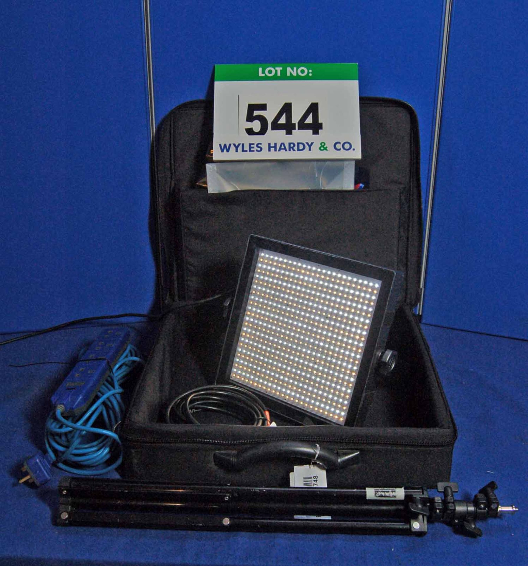 An F&V LED Panel Light with F&V VM-15 Vmount AC Adaptor, Battery, Panel Light Stand, Two Power Leads