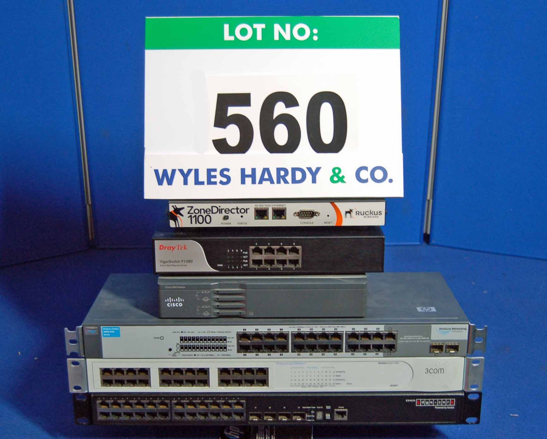 A RUCKUS Zone Director 1100 Wireless Ethernet Switch (Note - No Power Supply), A DRAYTEK Vigor