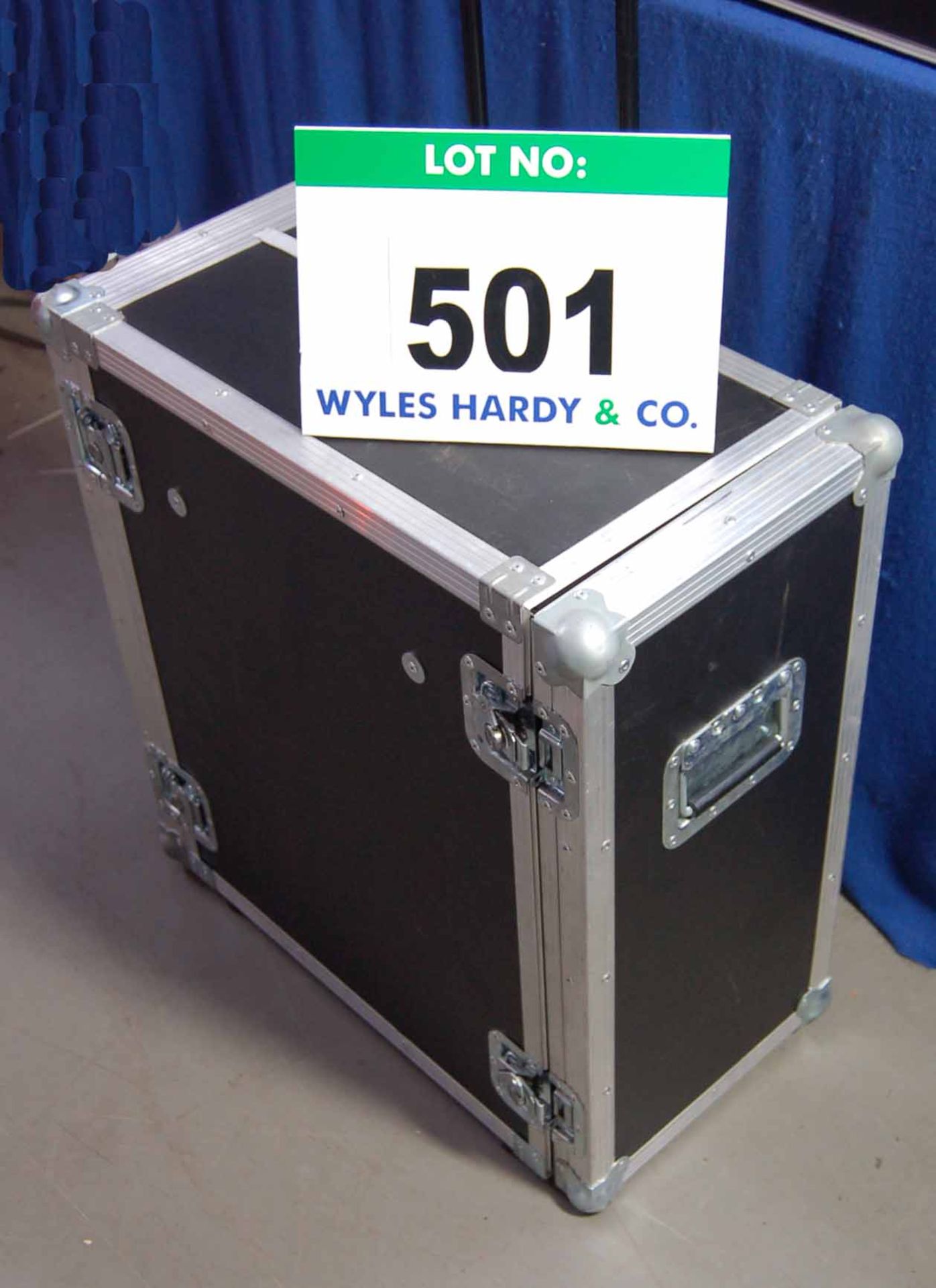 An ELCOM Flight Case Approx. 25 inch x 13 inch x 27 inch externally mounted on Two Wheels