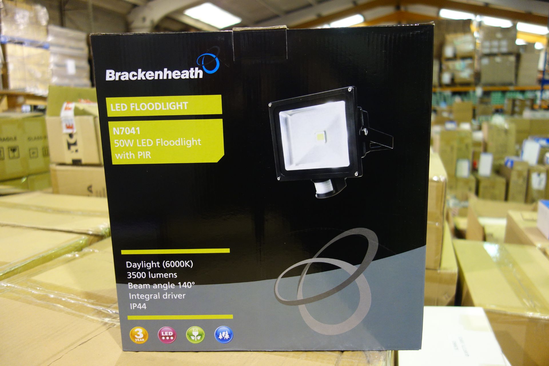 4 X Brakenheath N7041 50W LED Floodlight With PIR Daylight 6000K 1P44
