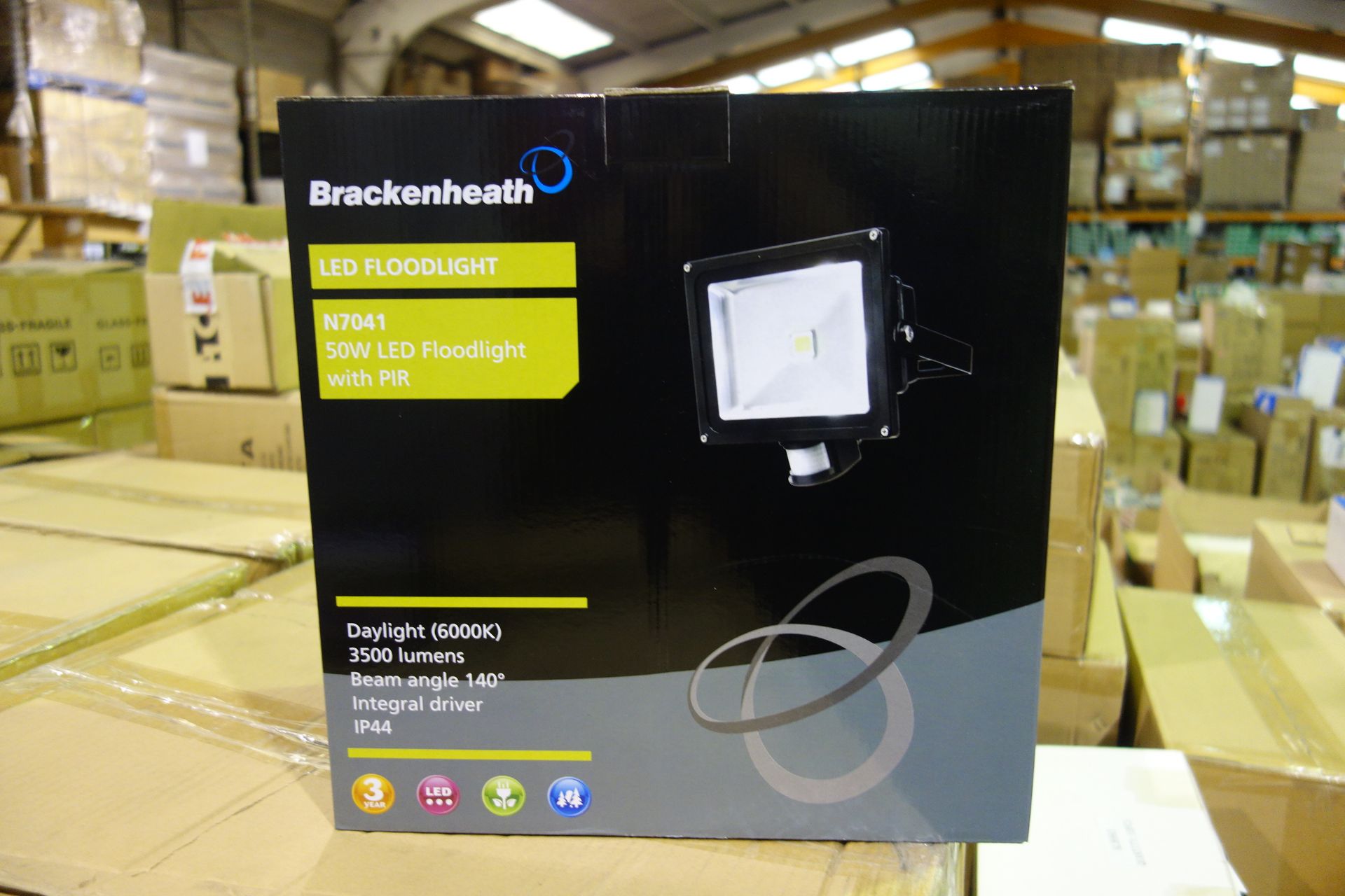 4 X Brakenheath N7041 50W LED Floodlight With PIR Daylight 6000K 1P44