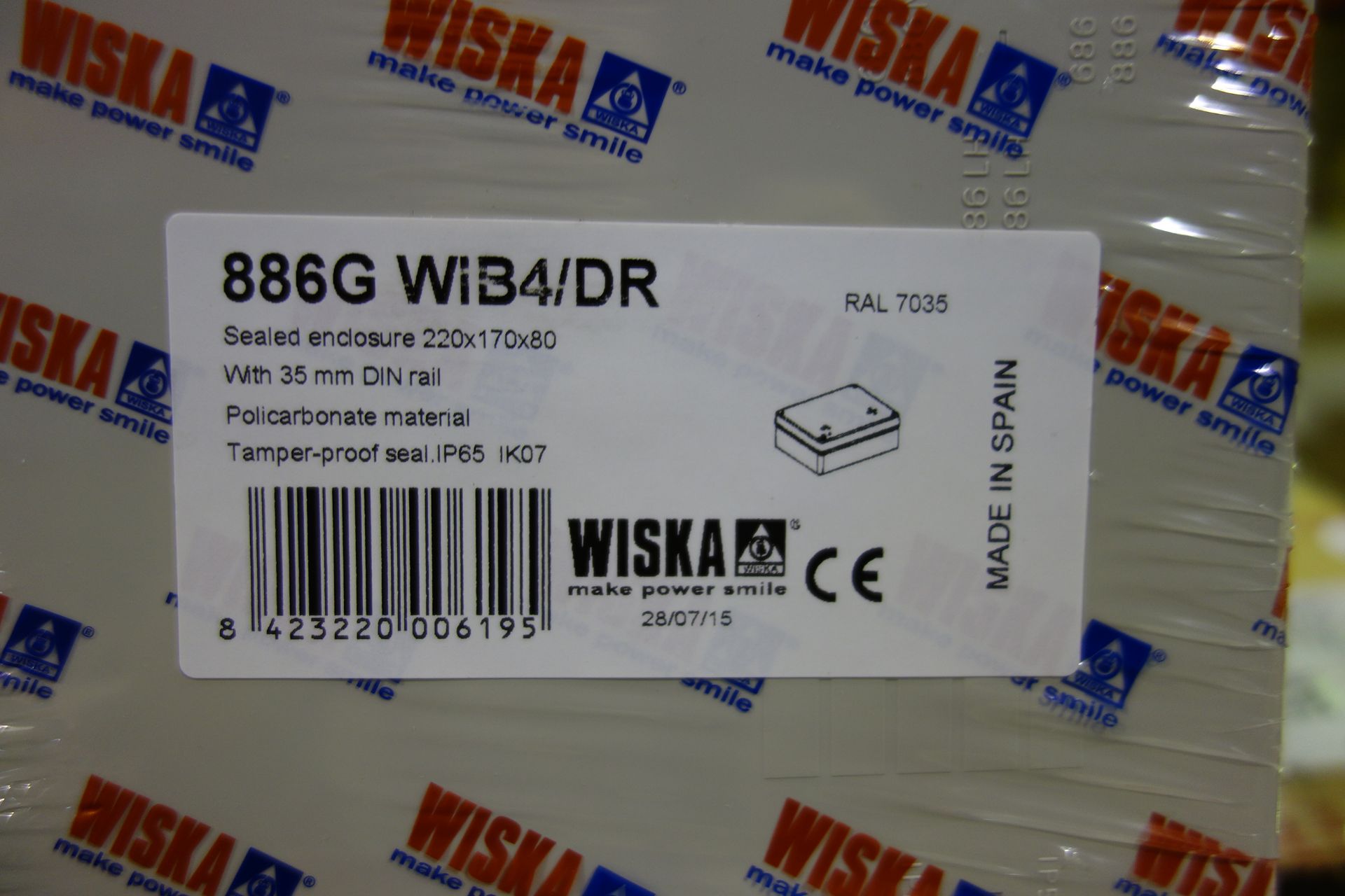 24 X Wiska 886G WIB4/DR Sealed Enclosure 220 X 170 X 80 With 35MM DIN Rail